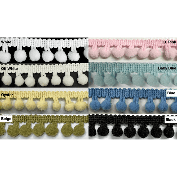 12 Continuous Yards! - 1/4" Mini Pom Pom Ball Fringe - Made in USA!