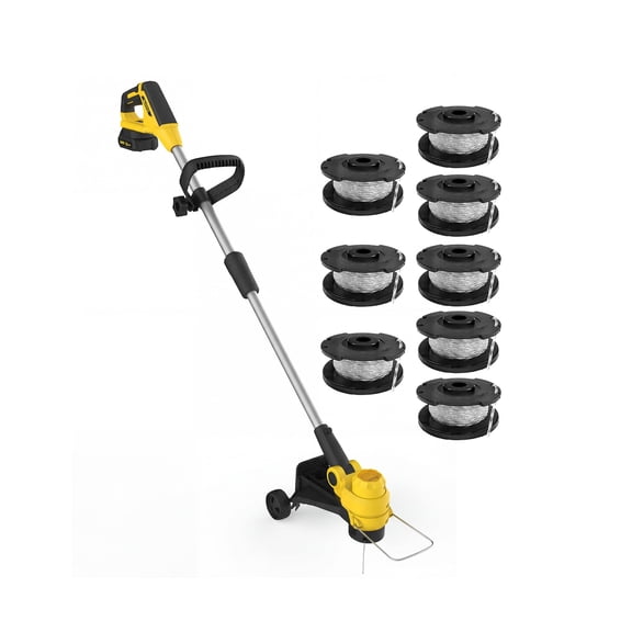 12" Cordless String Trimmer Weed Wacker, Battery Powered Grass Trimmer with 2 x 2.0Ah Batteries & Fast Charger, Includes Wheels and 8 Replacement Spool Lines for Lawn Care