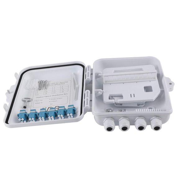 12 Core Fiber Distribution Box, 12 Port FTTH Distribution Splitter Box- Fiber Optic Terminal Junction Splitter Case with LC Fiber Cable Coupler