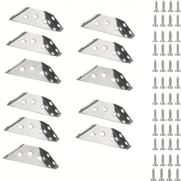 12 Corner Brackets 48 Mounting Screws Heavy Duty L Brackes for Wood Stainless Steel Metal Shelf Brackets for Wall Shelves Furniture Support