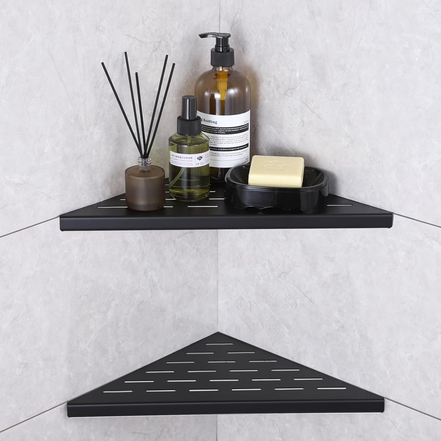 12" Corner Shower Shelf, 2-Pack Bathroom Shelves for Tile Walls, SUS304 Stainless Steel Recessed ...