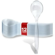12 Count 10-Inch Disposable Serving Spoons, Clear Plastic Serving Spoons for Catering Weddings, Holiday Parties, and More, Large Plastic Serving Utensils for Buffet, Party Spoons, Stock Your Home