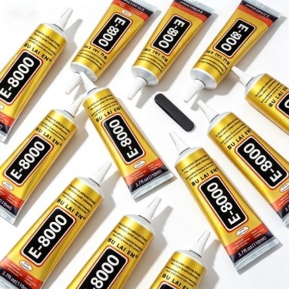 12 Count 110ml E-8000 Transparent Elastic Glue, Anti-Clog Nozzle Design, Strong Bond for Plastic, Shoes, Rhinestones, Phone Repair and Daily Craft Projects