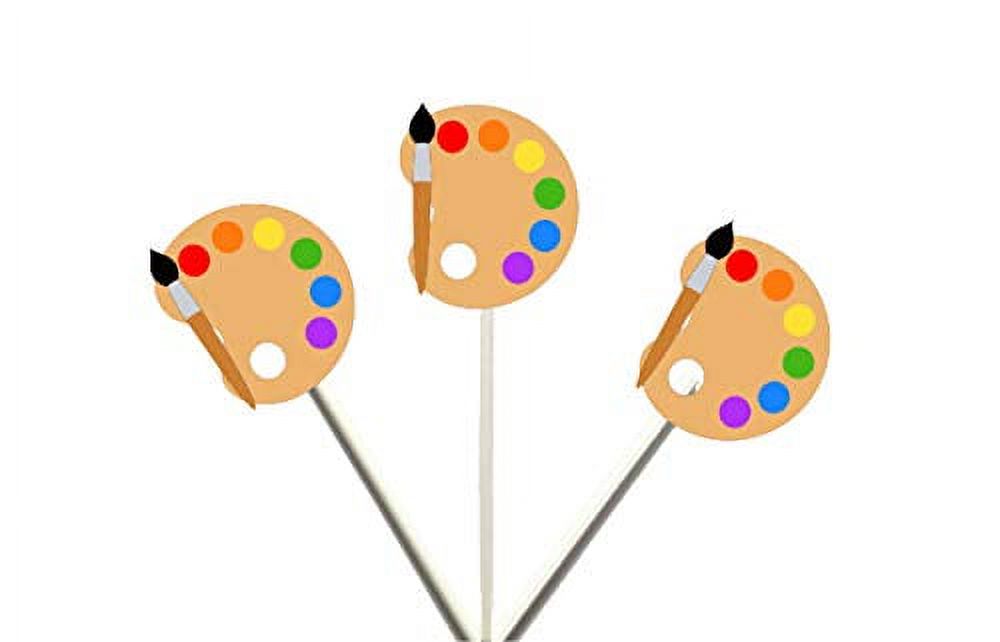 12 Count ART PARTY CUPCAKE TOPPERS, PAINT PALETTE Cupcake Toppers, Paint Party Cupcake Toppers
