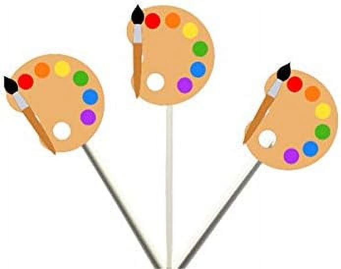 12 Count ART PARTY CUPCAKE TOPPERS, PAINT PALETTE Cupcake Toppers, Paint Party Cupcake Toppers