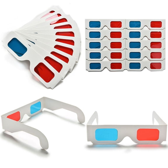 12 Count Anaglyph Red and Blue 3D Glasses, Worallymy Cardboard Paper Frame Universal 3D Glasses