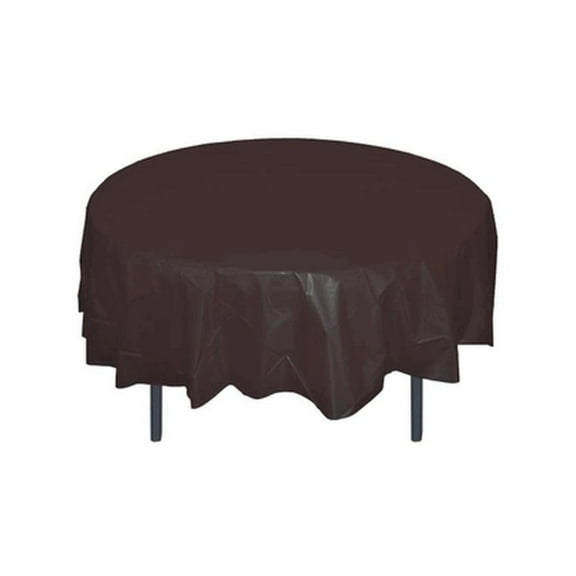 *12 Count* Black 84" Round Plastic Tablecloths