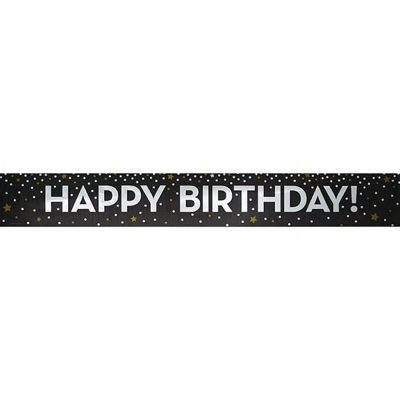 12 Count Bulk Pack Gold and Silver Happy Birthday Foil Banners