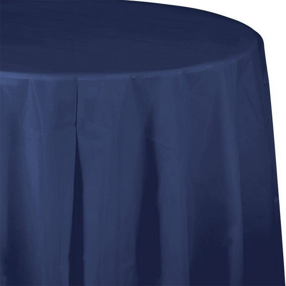 12 Count Bulk Pack Navy Round Plastic 82 inch Table Covers