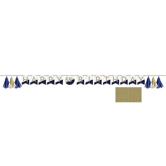 12 Count Bulk Pack Navy and Gold Birthday Banners