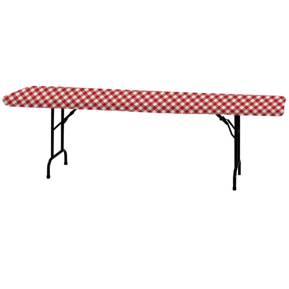 12/Case Bulk Plastic Tablecover, Stay Put, 29X72, Gingham