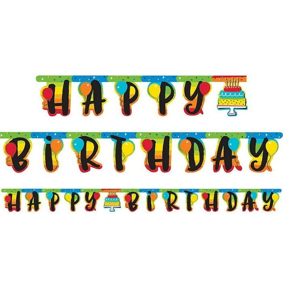 12 Count Bulk Pack Rainbow Cake Party Banners