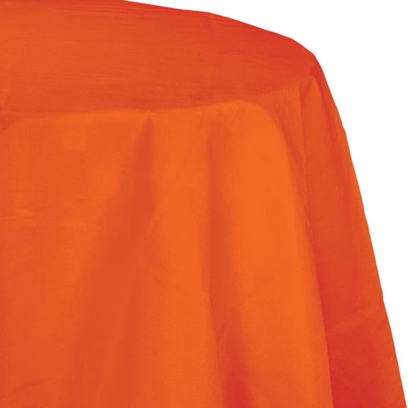 12/Case Bulk Sunkissed Orange Round Paper Table Covers 82 inch