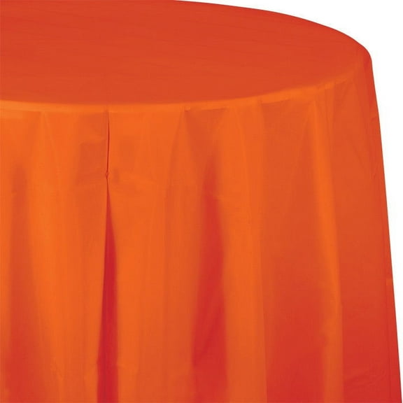 12 Count Bulk Pack Sunkissed Orange Round Plastic 82 inch Table Covers