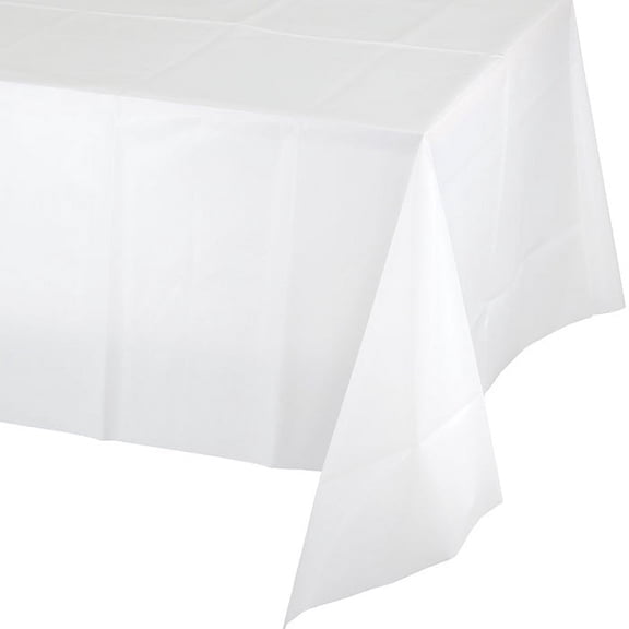 12/Case Bulk White Value Friendly Plastic Table Cover