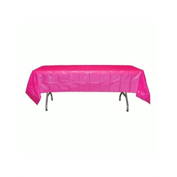 *12 Count* Cerise Rectangular Plastic Tablecloths 54" x 108"