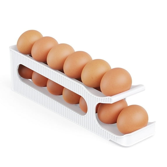 Sotfamily Space Saving Egg Holder for Refrigerator, Holds up to 12 Eggs, Plastic, White