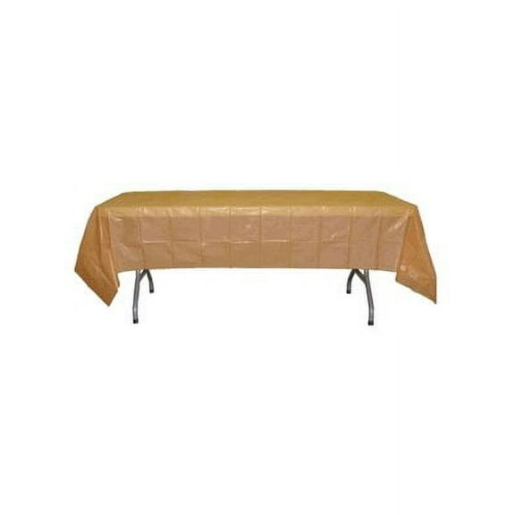 *12 Count* Gold Rectangular Plastic Tablecloths 54" x 108"
