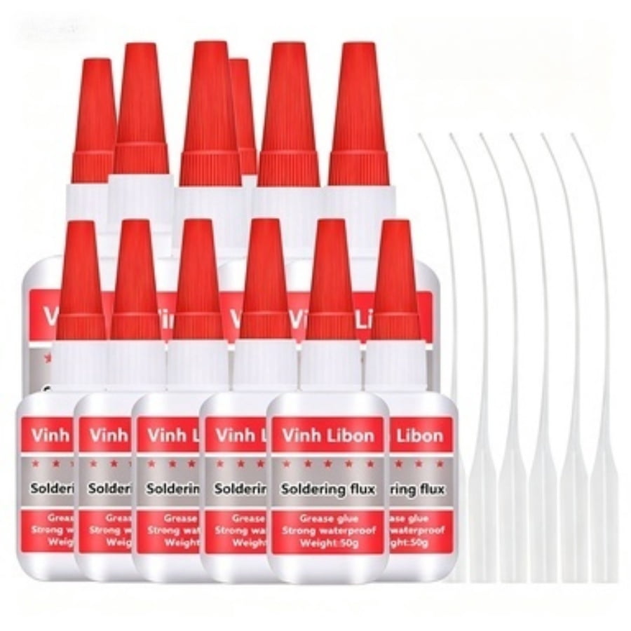 12 Count High Strength Oily Welding Super Adhesive Glue Kit, 50ml Clear Soldering Flux Glue, Fast Curing Waterproof Heavy Duty Multi-Material Repair Glue