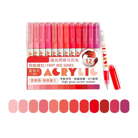 12Piece High Visibility Acrylic Liquid Markers Pen Nighttime Use Plastic Construction