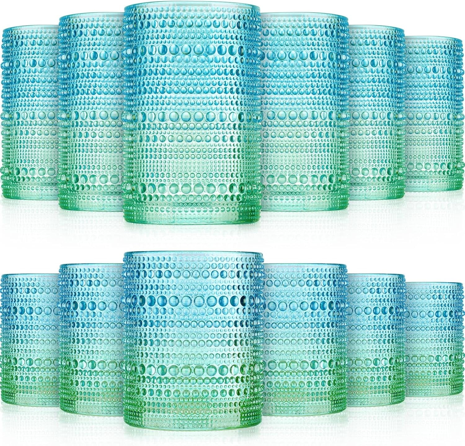 12 Count Hobnail Drinking Glasses Set Vintage Glassware Old Fashioned ...