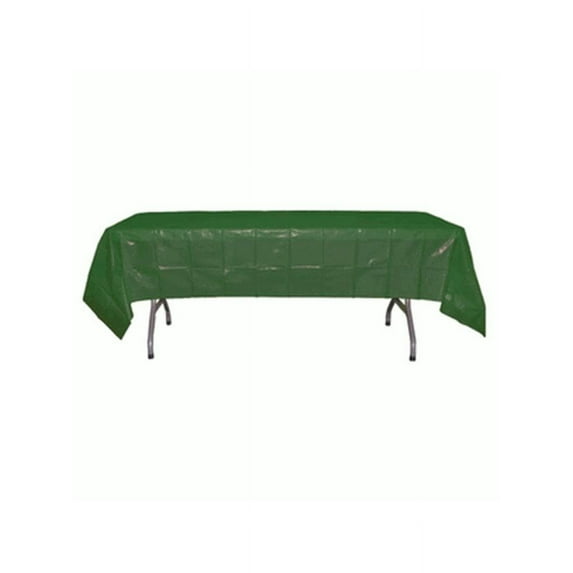 *12 Count* Hunter Green Rectangular Plastic Tablecloths 54" x 108"
