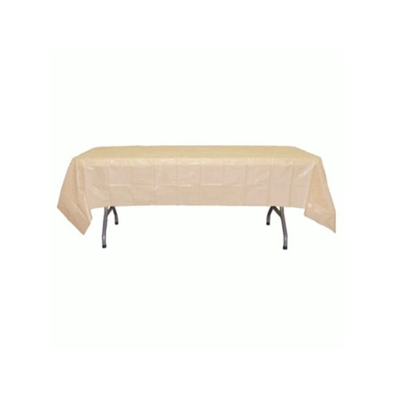 *12 Count* Ivory Rectangular Plastic Tablecloths 54" x 108"
