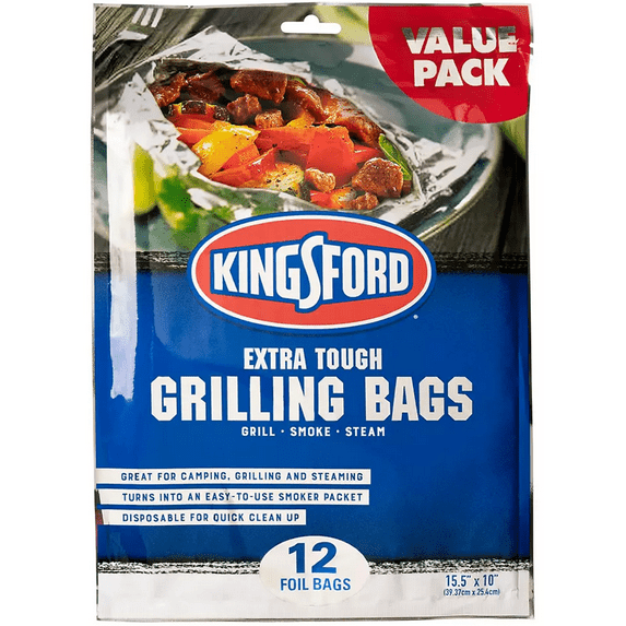 12 Count Kingsford Extra Tough Aluminum Grill Bags, Recyclable Easy Clean Tough