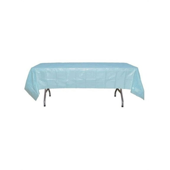 *12 Count* Light Blue Rectangular Plastic Tablecloths 54" x 108"