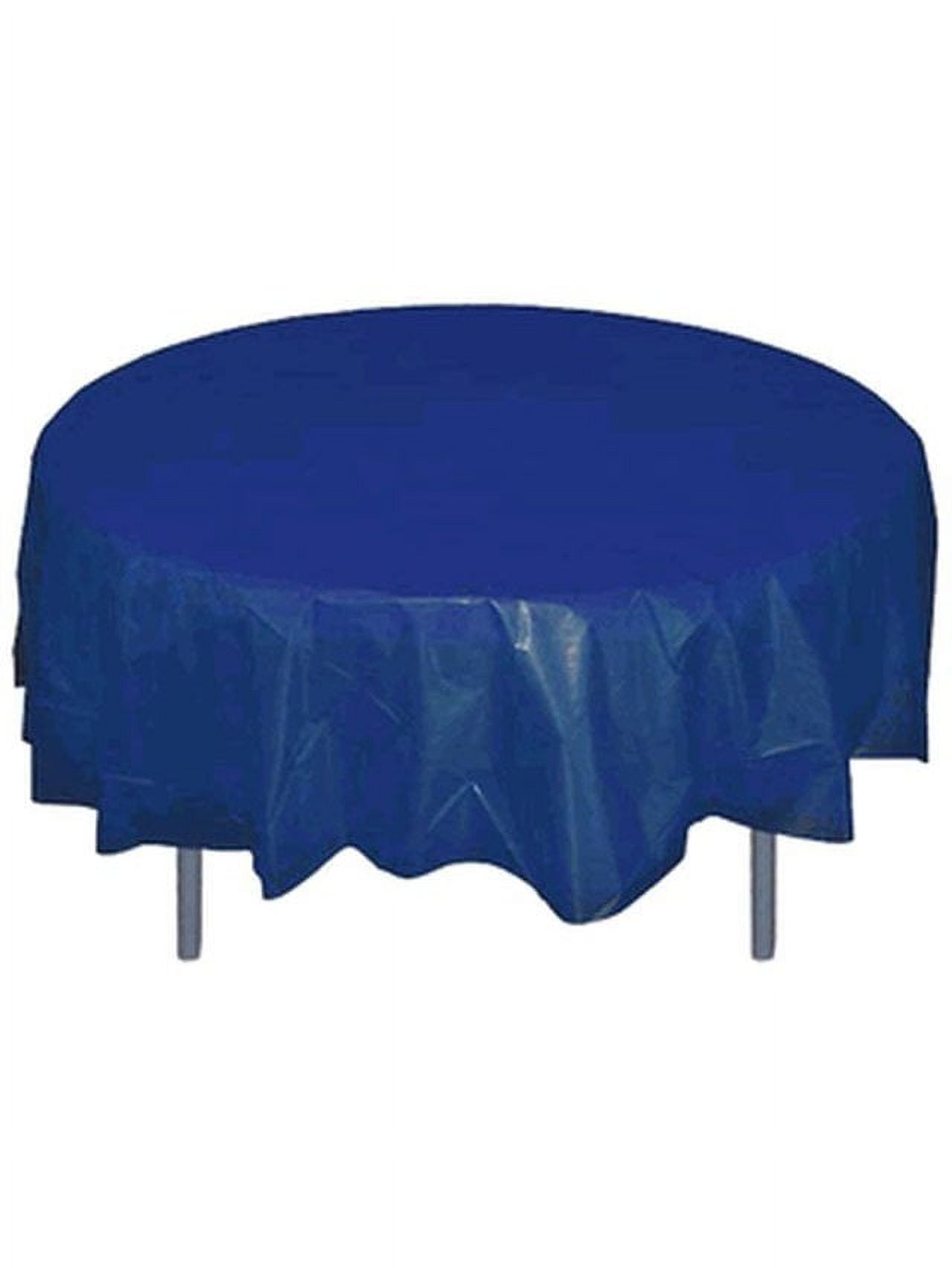 *12 Count* Navy Blue 84" Round Plastic Tablecloths