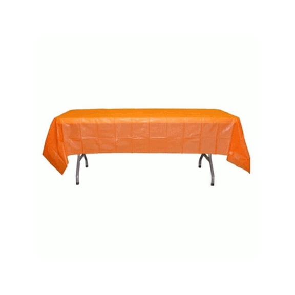 *12 Count* Orange Rectangular Plastic Tablecloths 54" x 108"