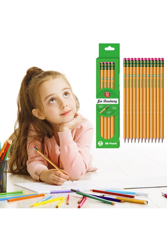 12 Count Sharpened #2 Yellow Wood Pencils, 0.3mm Graphite Lead For Smooth Writing, Durable Pre Sharpened Pencils For Office And Home