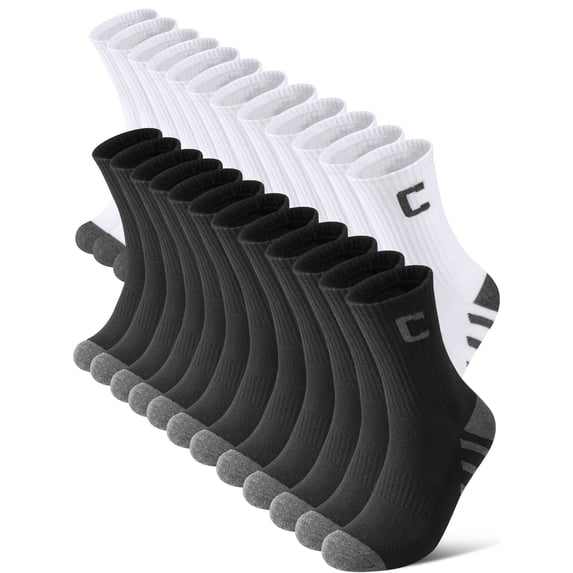 KOITHOT 12 Pairs Mens Crew Socks Athletic Men Socks Sport Cushioned Breathable Socks for Men Size 6-9