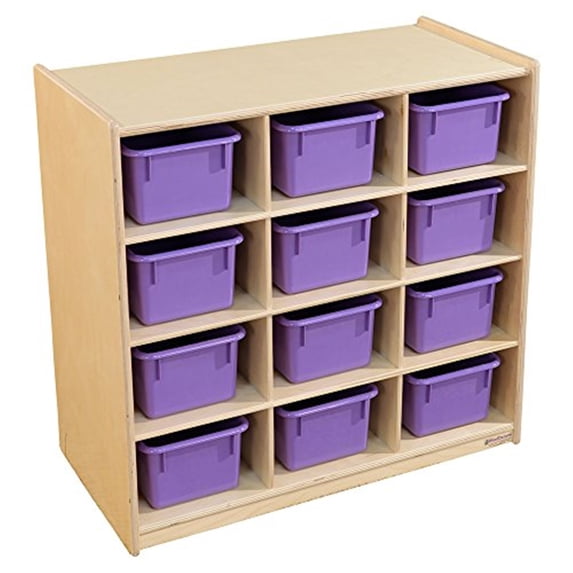 wood designs storage 12 compartment cubby with trays