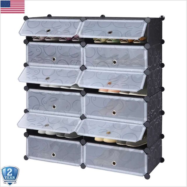 12Cube DIY Modular Shoe Storage Organizer Closet Shelf Rack