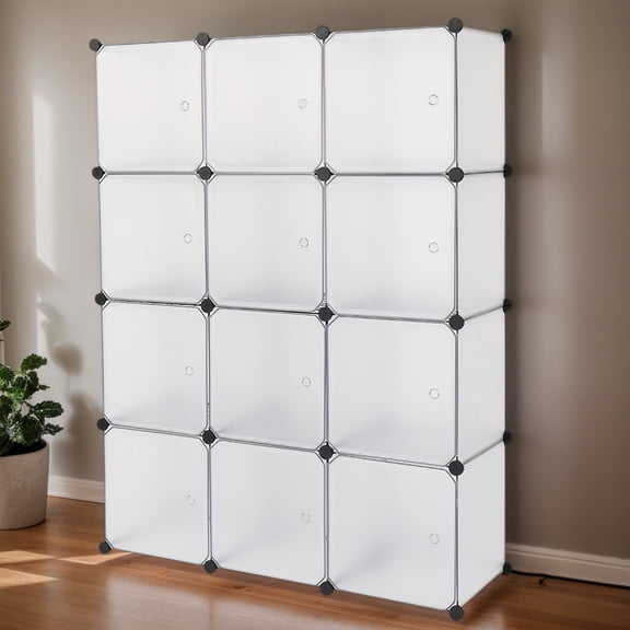 12-Cube Modular Storage Shelf, Closet & Toy Organizer Bookcase Cabinet, White