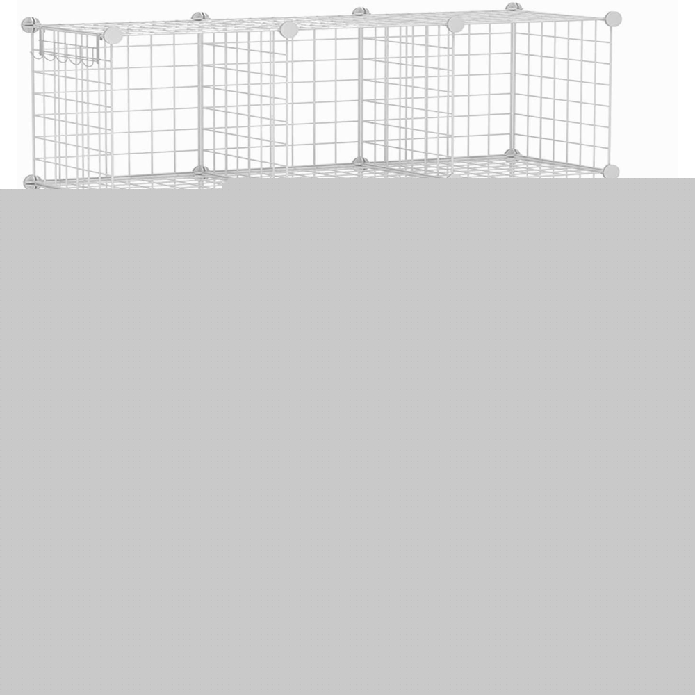 12-Cube Organizer Cube Storage Storage Shelves Wire Cube Storage Origami Shelves Metal Grid Multifunction Shelving Unit Modular Cubbies Organizer Bookcase White Color White
