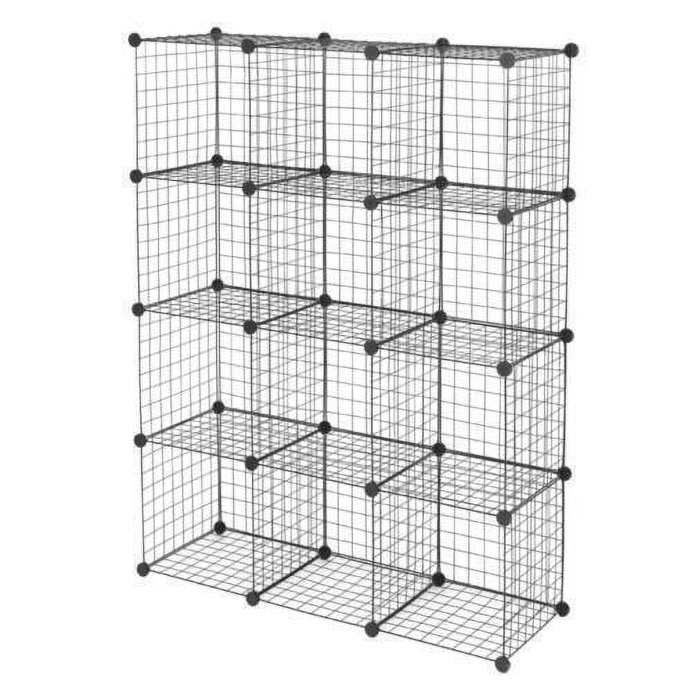 12Cube Organizer Storage Shelves Wire Metal Grid Rack Bookcase