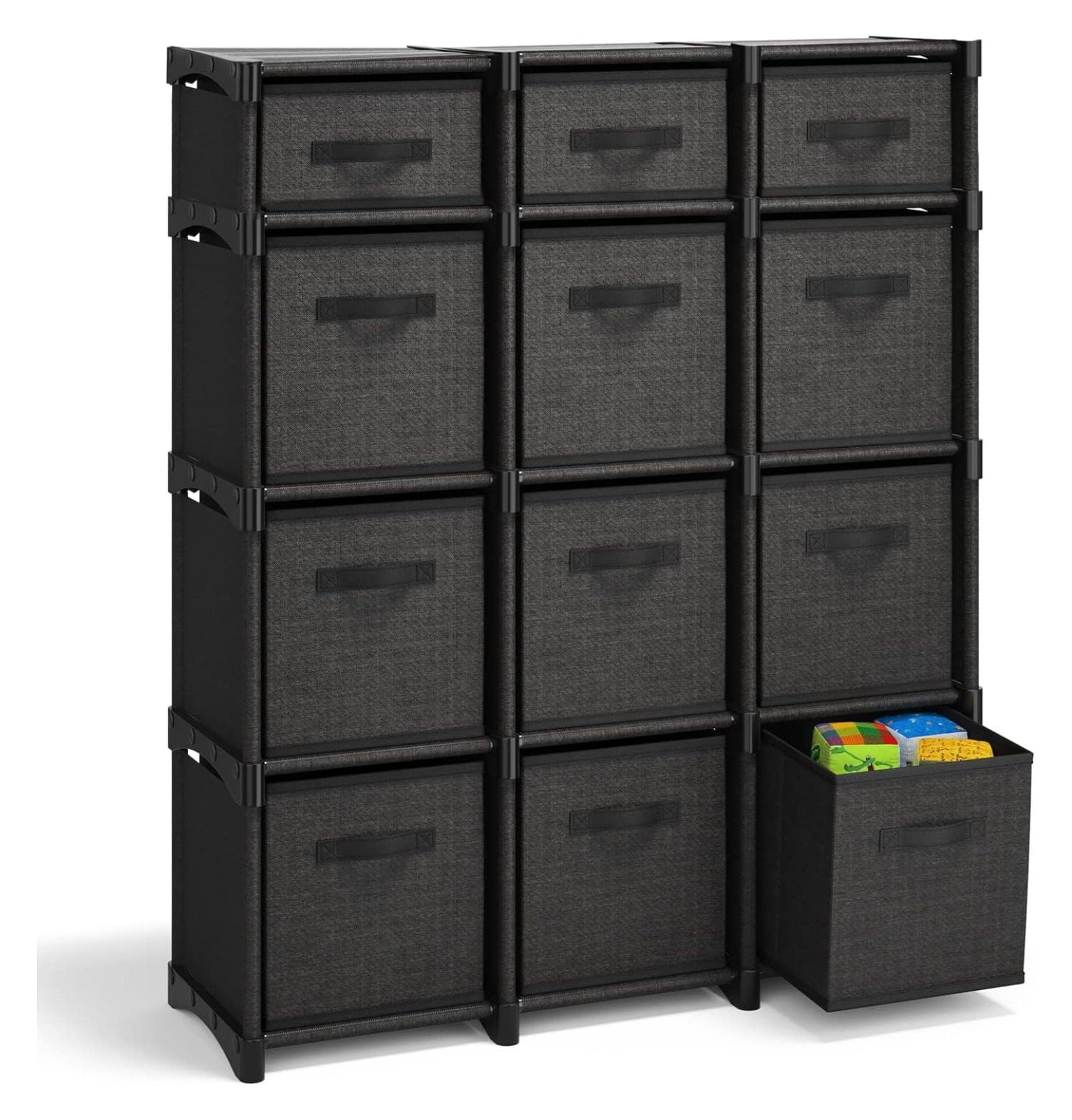 Cube Storage Pyramid 12 Cube Storage Organizer - Black Cube Organizer Shelf, DIY Storage ...