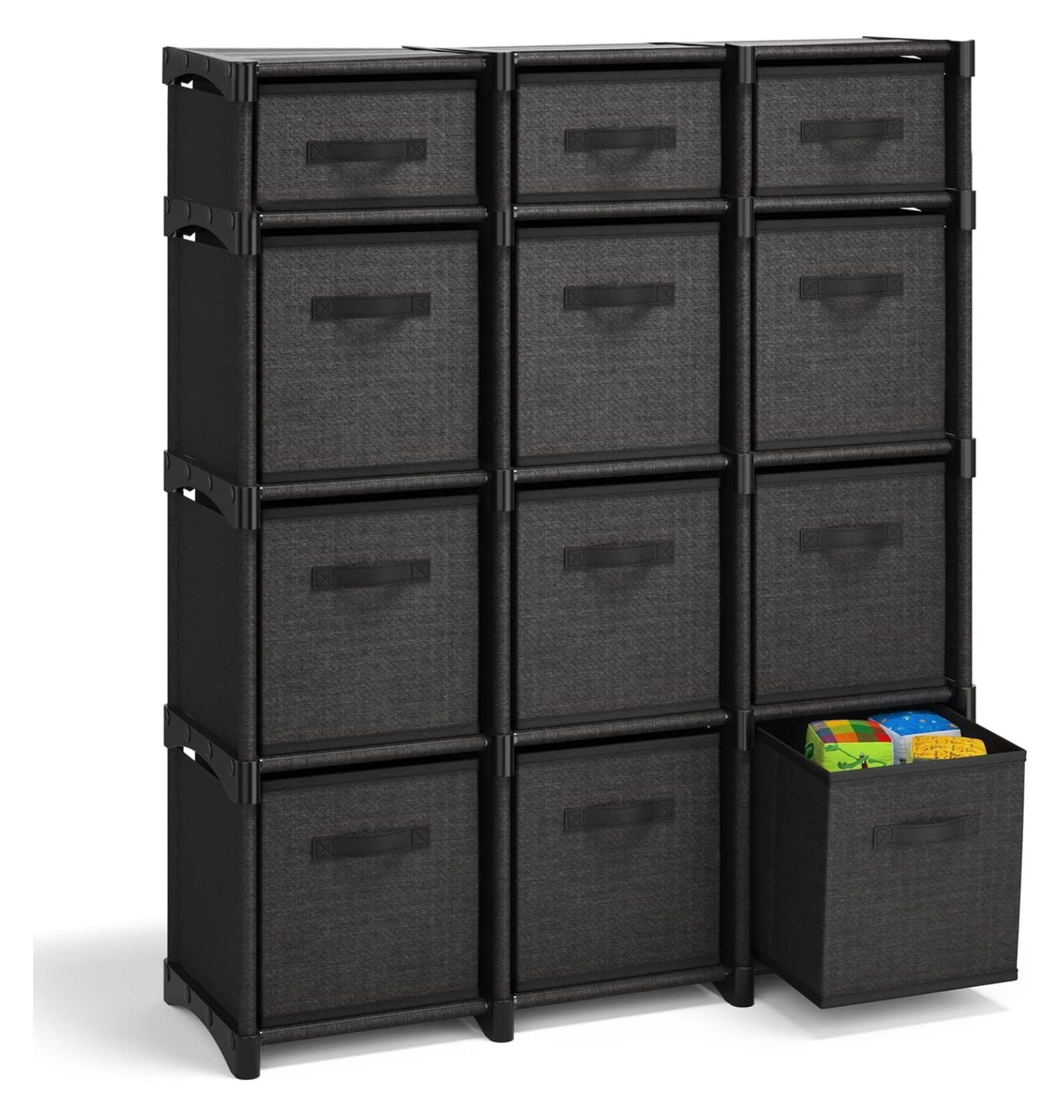 12 Cube Storage Organizer - Black Cube Organizer Shelf, DIY Storage ...