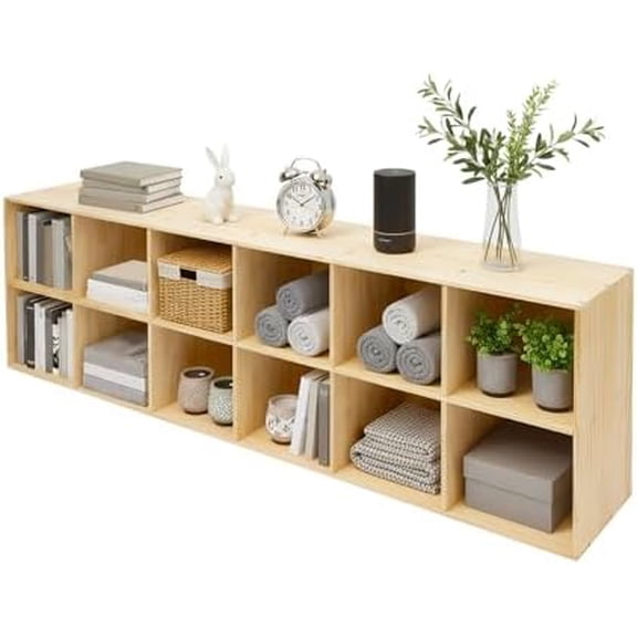 12 Cube Storage Organizer, Storage Shelf Organizer Bookshelf, Deep Solid Wooden Cube Shelf Bookcase, Floorstanding, Vertical or Horizontal, Easy Assembly for Home Office$$Home Decor, Kitchen, & Other