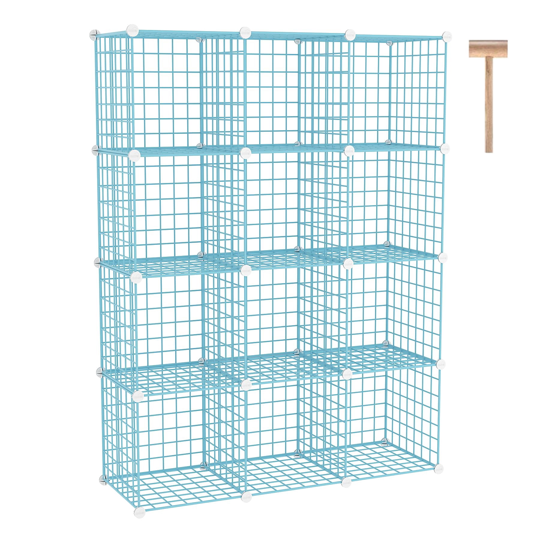12-Cube Wire Cube Storage Organizer, White C Grids Metal Modular