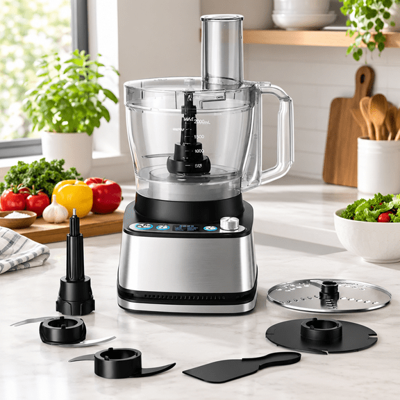 12 Cup 1000W Food Processor with 4 Programs and Pulse Function