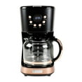 12 Cup Black/Copper Retro Style Drip Coffee Maker with Strength