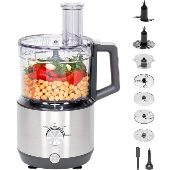12-Cup Capacity Food Processor (Stainless Steel) with Bonus Accessories Home Cooking Essential