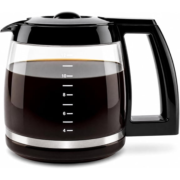 12-Cup Coffee Carafe Replacement for Cuisinart Coffeemaker, Pt. DCC-1200PRC | Premium Borosilicate Glass Coffee Pot Fits DCC-1200, DCC-1100BK, SS-12, CHW-12, DGB-550BK Series