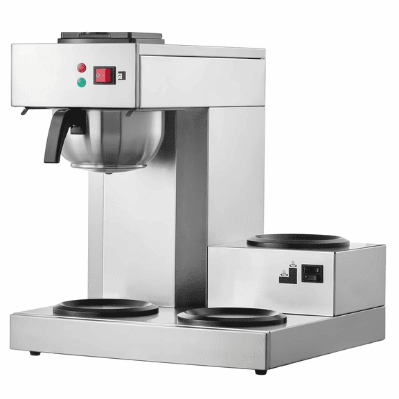 12 Cup Commercial Coffee Maker with 3 Carafes, Stainless Steel Drip Brewer for Restaurant Office