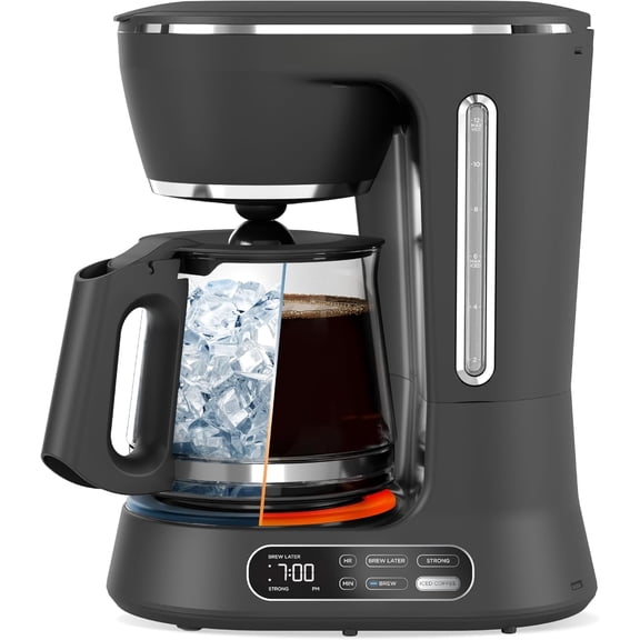 12-Cup Digital Coffee Maker, Programmable Hot or Iced Coffee Brewer with 4-Hour Keep Warm & Quick Touch Controls