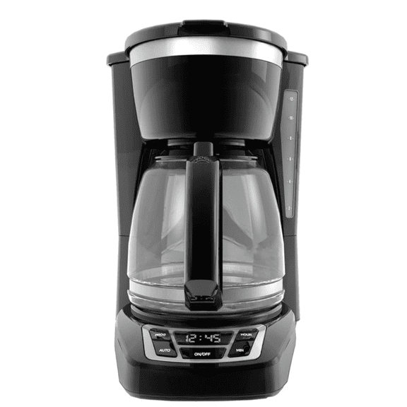 12-Cup Digital Coffee Maker, Programmable, Washable Basket Filter, Auto Brew, Water Window, Keep Hot Plate, Black