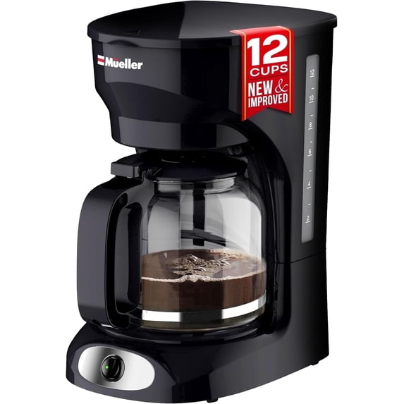 12-Cup Drip Coffee Maker - Borosilicate Carafe, Auto-Off, Reusable Filter, Anti-Drip, Keep-Warm Function, Clear Water Level Window Coffee Machine, Kitchen Essentials & Accessories
